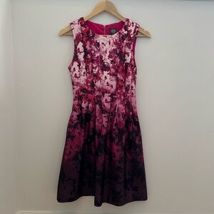 Vince Camuto Pink Floral Fit And Flare Dress